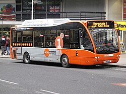 An Optare Versa hybrid electric bus on the Manchester Metroshuttle city centre service.