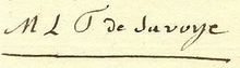 Signature de Marie-Thérèse-Louise de Savoie-Carignan