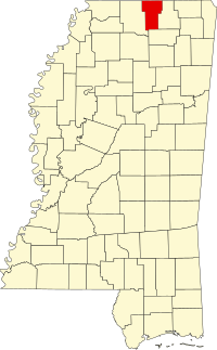 Map of Misisipi highlighting Benton County