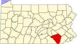 Vị trí quận Lancaster trong tiểu bang Pennsylvania ở Hoa Kỳ