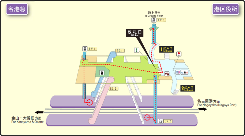 File:Minato Kuyakusho station map Nagoya subway's Meiko line 2014.png