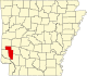 Map of Arkansas highlighting Howard County