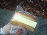 An "ice cream burger", durian ice cream wrapped in bread