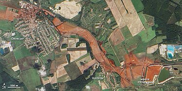 Satellite view of extent of spill