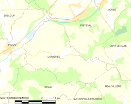 Mapa obce Lignières