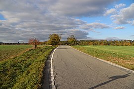 Overview of road II 392 near Kralice nad Oslavou, Třebíč District.jpg