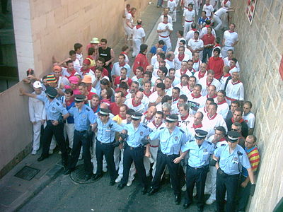 Police block before an encierro