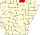 Map of Arkansas highlighting Fulton County