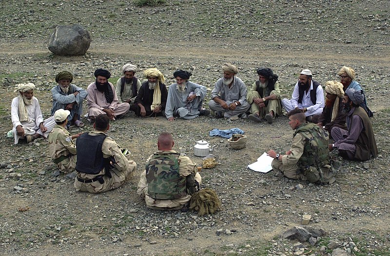 File:Meeting between US forces and Afghan villagers.jpg
