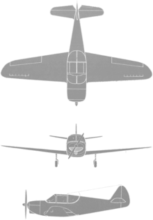 3-view silhouette drawing of the Globe GC-1A Swift