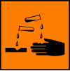 Dangerous goods label for hydrochloric acid: corrosive