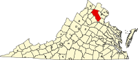 Map of Virdžinija highlighting Fauquier County