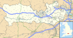 Mapa konturowa Berkshire, u góry po prawej znajduje się punkt z opisem „Datchet”