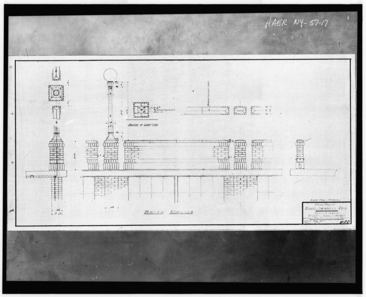 File:Photocopy of blueprint (from plans of Blintz Pool in the Johnson City Village Offices) showing BRICK RAILINGS - Charles F. Johnson Pool, Charles F. Johnson Park, Johnson City, HAER NY,4-JOCI,1A-17.tif