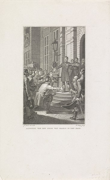 File:Prins van Oranje in Den Haag, 1813 Aankomst van den prins van Oranje in Den Hage (titel op object), RP-P-OB-87.087.jpg