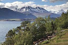 Lyngen alps seen from E6 across fjord