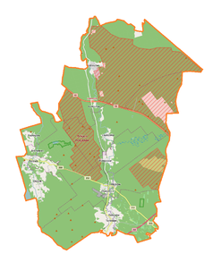 Mapa konturowa gminy Osiecznica, u góry znajduje się punkt z opisem „Świętoszów”