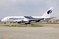 A Malaysia Airlines Airbus A380 taxiing out for departure