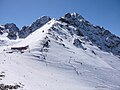 The top point of the ski resort Shymbulak in Talgar Pass