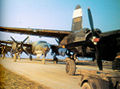 Martin B-26 Marauders of the 455th Bomb Squadron line up on the perimeter track standing ready for takeoff. Martin B-26C-15-MO Marauder Serial 41-34871 (foreground) identifiable.