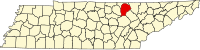 Map of Tennessee highlighting Fentress County