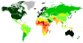 World HDI map according to the United Nations in 2021 divided into scores of 0.050