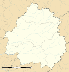 Mapa konturowa Dordogne, na dole znajduje się punkt z opisem „Monmadalès”