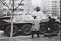 TAB-71 on Miron Constantinescu (currently Sibiu) street during the armed conflict at the Ministry of Defense buildings