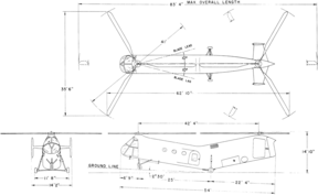 3-view line drawing of the Piasecki HRP-2 Rescuer