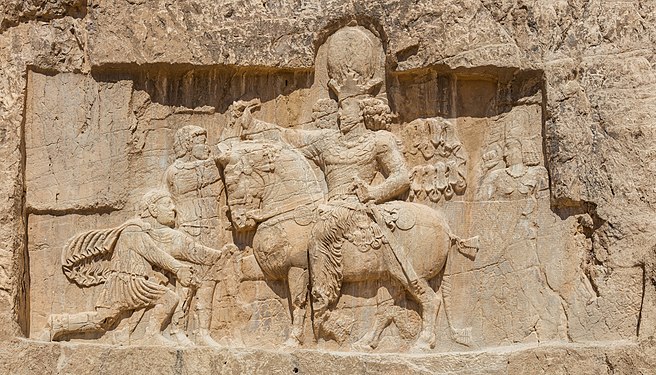 A relief depicting the triumph of the Sasanian King of Kings of Iran Shapur I over the Roman Emperor Valerian at Naqsh-e Rostam (ca. 241–272 AD) (Nominator: MER-C)