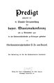 Predigt anlässlich der 11. Wander-Versammlung der bayer[ischen] Missionskonferenz