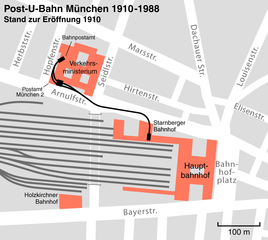 Die ehemalige Post-U-Bahn in München