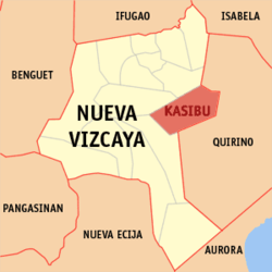 Bản đồ Nueva Vizcaya với vị trí của Kasibu.