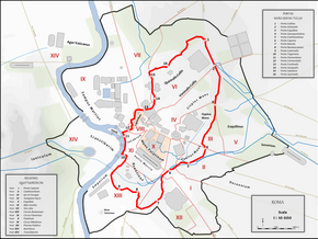 Carte de la Rome antique montrant la localisation de Porte Trigémine.