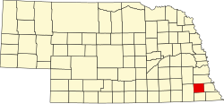 Karte von Johnson County innerhalb von Nebraska