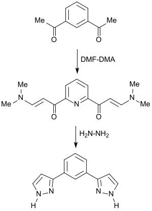 Bildung von Bis-Enaminonen und Cyclisierung mit Hydrazin