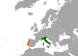 Map indicating locations of Italy and Portugal