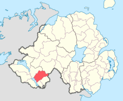 Location of Magherastephana, County Fermanagh, Northern Ireland.