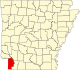 Map of Arkansas highlighting Miller County