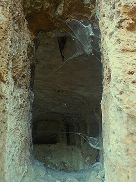 Etruscan Necropolis of Sutri, particular of the inside of a cave, Italy