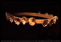 Gold flower shaped Diadem, found in the Pyramid of King Talakhamani (435–431 BCE), Nuri pyramid 16. Museum of Fine Arts, Boston.