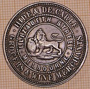 R223 Australian Penny Token, 1857, Hide & De Carle, Elizabeth Street, Melbourne - obverse.jpg