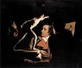 Тры чалавекі, якія разглядаюць гладыятара пры свячах (1765)