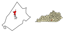 Location of Russell Springs in Russell County, Kentucky.