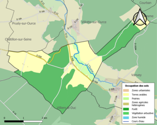 Carte en couleurs présentant l'occupation des sols.