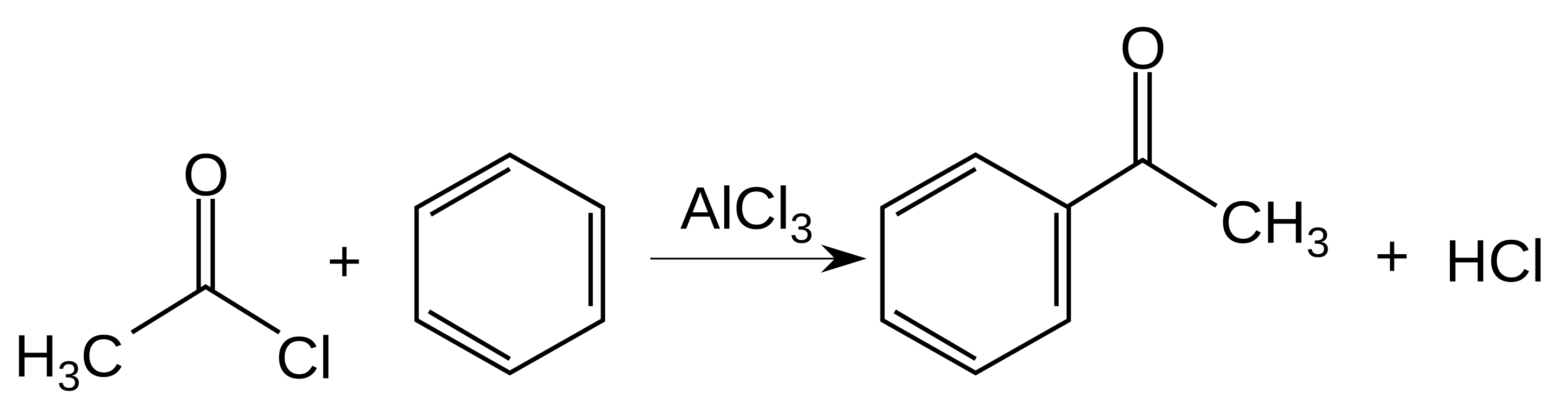 Friedel-Crafts acylation of benzene by ethanoyl chloride