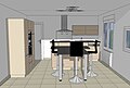 Dessin en 3D d'une cuisine moderne réalisée avec Sketchup