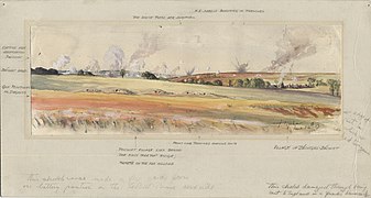 William Thurston Topham :Aquarelle : Les premiers bombardements.