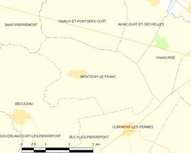 Mapa obce Montigny-le-Franc