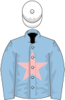 Light blue, pink star, white cap